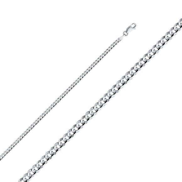 14k Solid White Gold Curb Concave Cuban Chain Necklace | 3.5 mm | Real Gold 22" - Picture 3 of 7